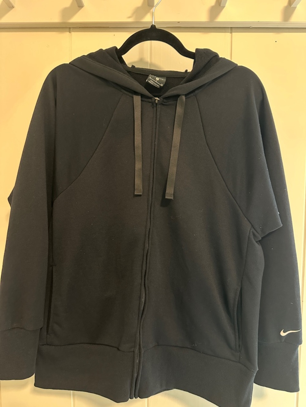 Nike Black Zip-Up Hooded Sweatshirt with Swoosh